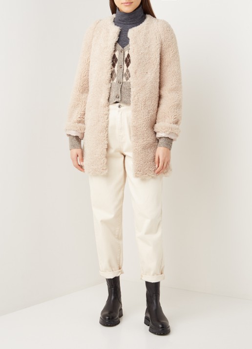 Mango Rihanna teddy jas met steekzakken - voorkant 4 beige