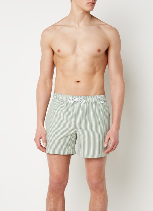 Mango Seer zwemshorts met streepprint - voorkant 2 groen