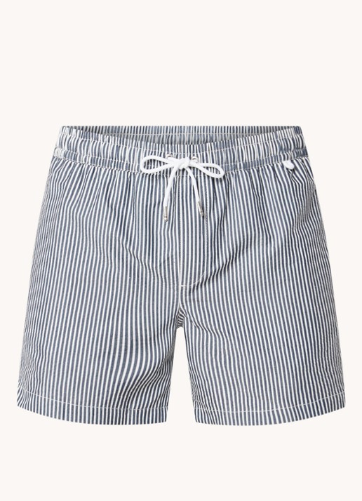 Mango Seer zwemshorts met streepprint - voorkant donkerblauw