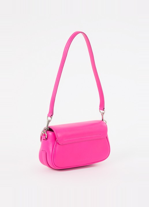 Marc Jacobs Small schoudertas van leer met afneembare schouderriem - achterkant fuchsia