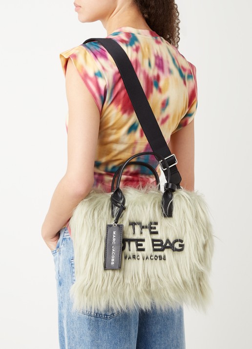 Marc Jacobs The Creature Mini Tote handtas met imitatiebont - voorkant 3 groen