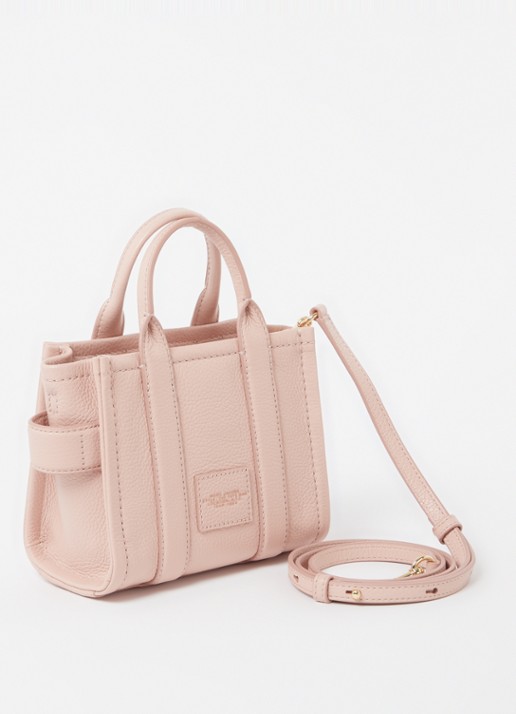 Marc Jacobs The Crossbody Tote handtas van leer - achterkant 2 lichtroze