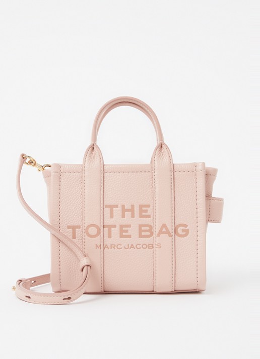 Marc Jacobs The Crossbody Tote handtas van leer - voorkant lichtroze