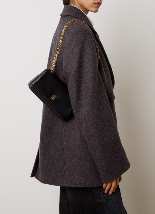 Marc Jacobs The Dual Chain Mini schoudertas van leer met verstelbare schouderriem - voorkant 6 zwart