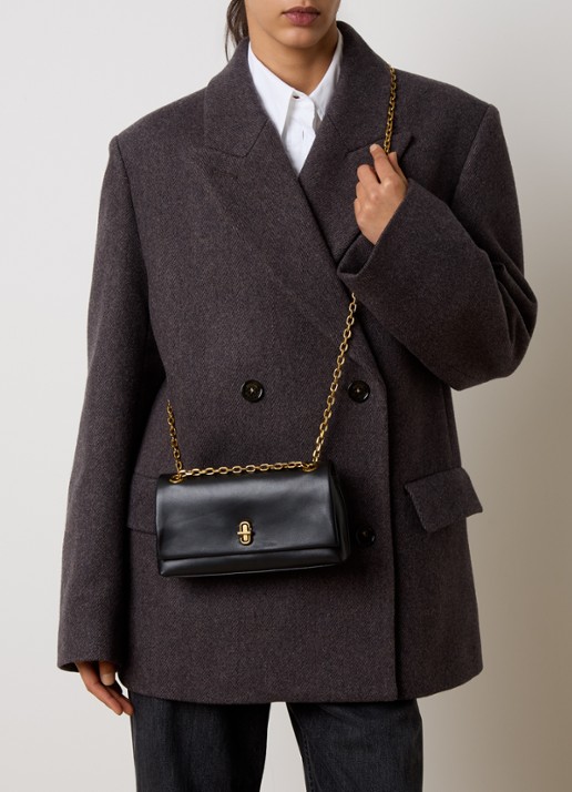 Marc Jacobs The Dual Chain Mini schoudertas van leer met verstelbare schouderriem - voorkant 7 zwart