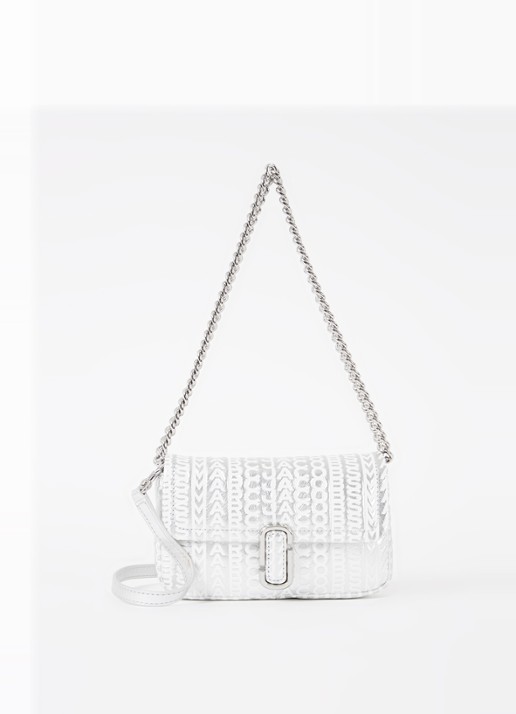 Marc Jacobs The J Marc Mini schoudertas van leer met metallic finish - voorkant 2 zilver