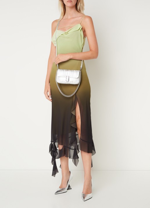 Marc Jacobs The J Marc Mini schoudertas van leer met metallic finish - voorkant 4 zilver