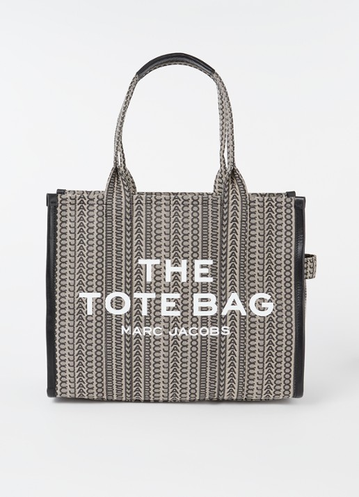 Marc Jacobs The Large Tote shopper van canvas met logoprint - voorkant 2 zand