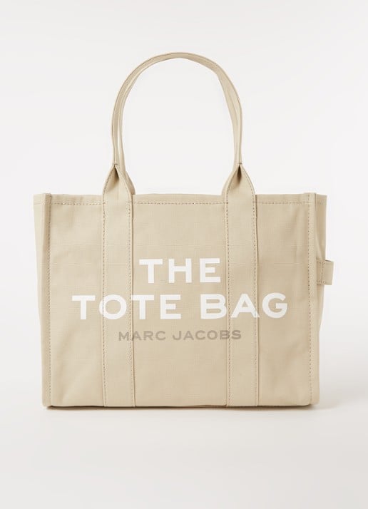 Marc Jacobs The Large Tote shopper van canvas met logoprint - voorkant beige