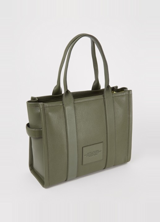 Marc Jacobs The Large Tote shopper van canvas met logoprint - achterkant bronsgroen