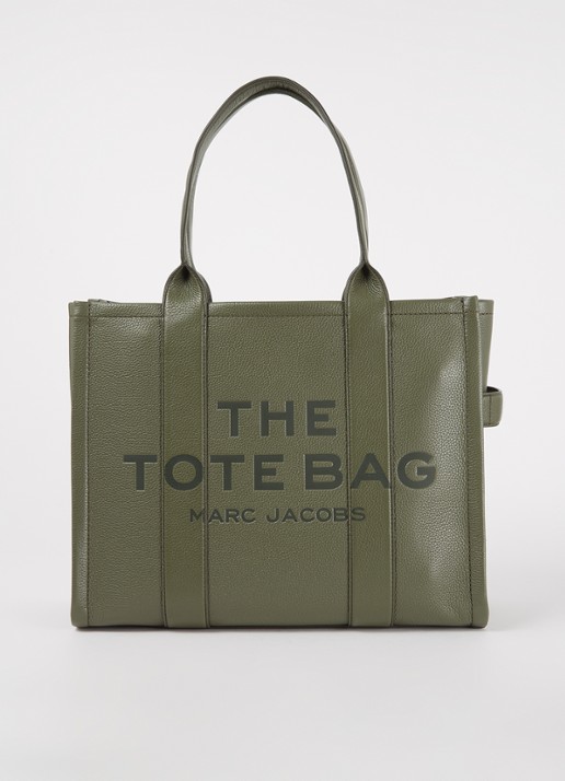 Marc Jacobs The Large Tote shopper van canvas met logoprint - voorkant 2 bronsgroen
