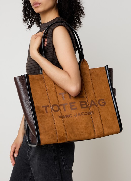 Marc Jacobs The Large Tote shopper van suède - voorkant 2 cognac