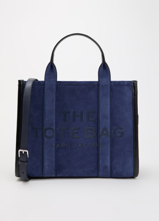 Marc Jacobs The Medium Tote handtas van suède met afneembare schouderriem - voorkant 5 donkerblauw