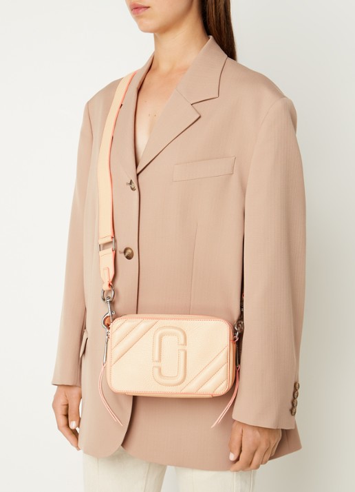 Marc Jacobs The Moto Shot crossbodytas van leer - voorkant 3 creme