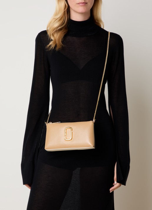 Marc Jacobs The Pochette schoudertas van leer met logo - voorkant 3 camel