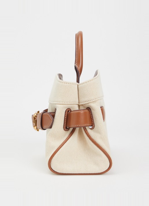 Marc Jacobs The Small Dakota Satchel handtas van canvas met leren details - detail 4 beige