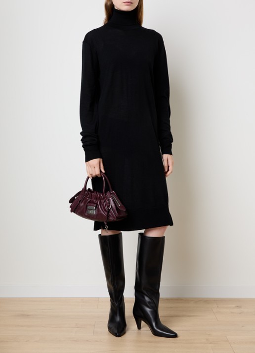 Marc Jacobs The Small Satchel handtas van lamsleer met afneembare schouderriem - voorkant 7 aubergine