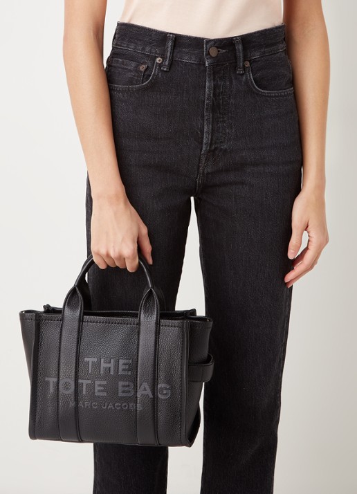 Marc Jacobs The Small Tote handtas met logo - voorkant 3 zwart