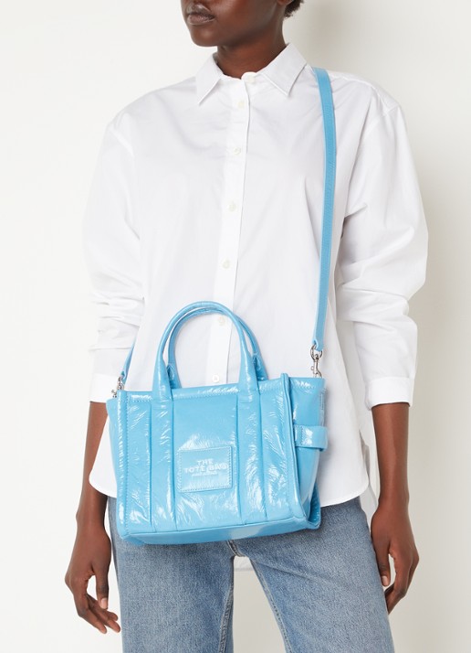 Marc Jacobs The Small Tote handtas met logo - voorkant 3 blauw