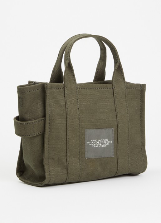 Marc Jacobs The Small Tote handtas van canvas met afneembare schouderriem - achterkant 6 donkergroen