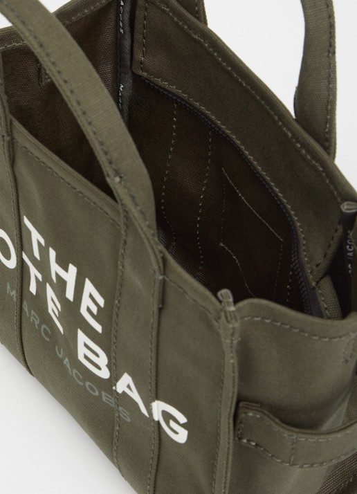 Marc Jacobs The Small Tote handtas van canvas met afneembare schouderriem - detail 2 donkergroen