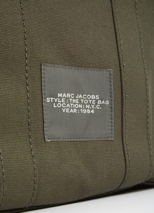 Marc Jacobs The Small Tote handtas van canvas met afneembare schouderriem - detail 4 donkergroen