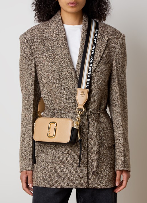 Marc Jacobs The Snapshot crossbodytas van leer - voorkant 3 camel