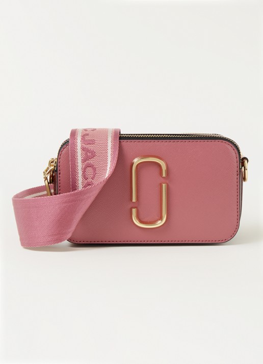 Marc Jacobs The Snapshot crossbodytas van leer - voorkant roze