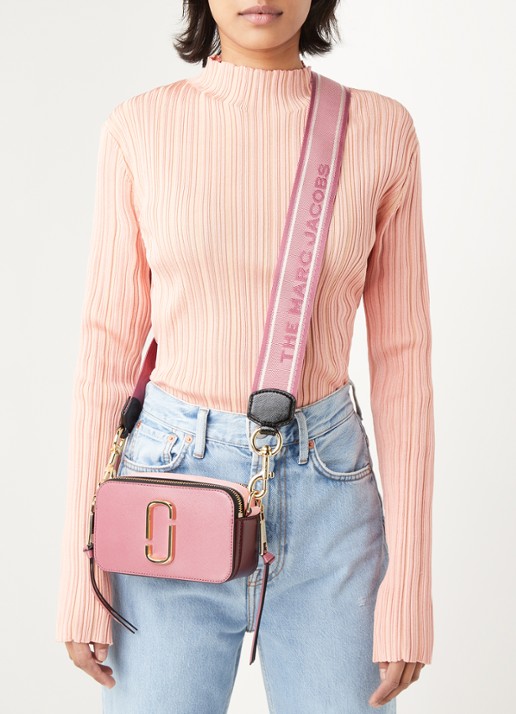 Marc Jacobs The Snapshot crossbodytas van leer - voorkant 2 roze