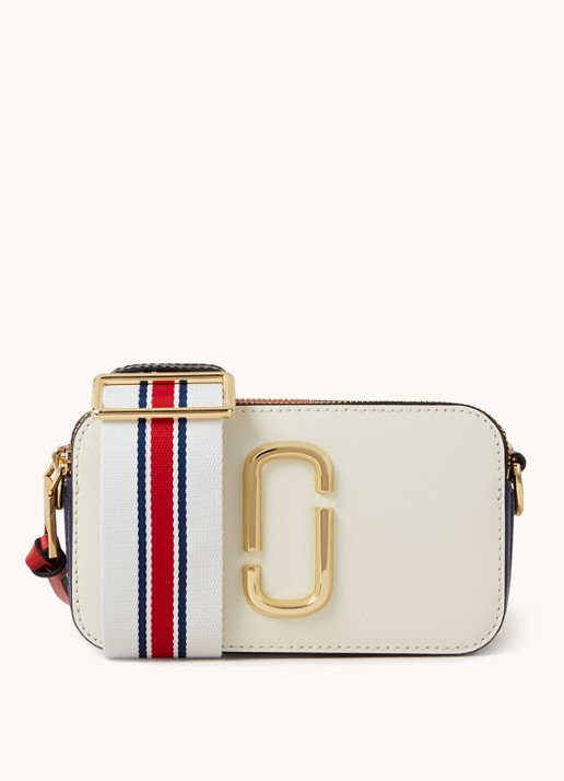 Marc Jacobs The Snapshot crossbodytas van leer - voorkant 5 lichtgrijs