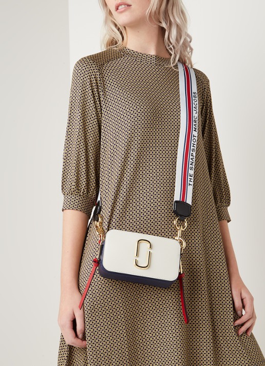 Marc Jacobs The Snapshot crossbodytas van leer - voorkant 6 lichtgrijs