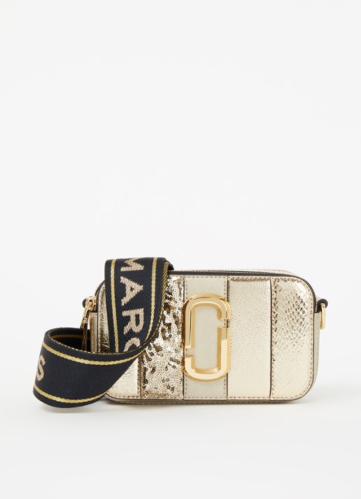 Marc Jacobs The Snapshot Metallic crossbodytas van leer - voorkant 4 goud