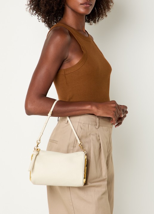 Marc Jacobs The Snapshot schoudertas van leer - voorkant 7 gebroken wit