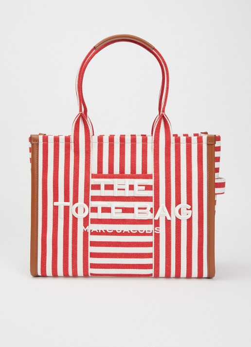 Marc Jacobs The Stripe Large Tote shopper van canvas met leren details