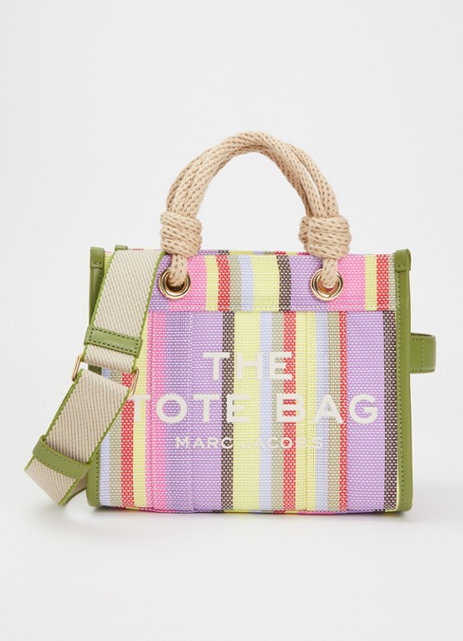 Marc Jacobs The Stripe Small Tote handtas met leren details