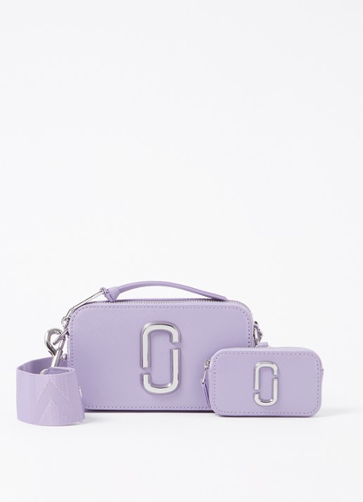 Marc Jacobs The Utility Snapshot crossbodytas van leer met logo - voorkant 2 lila
