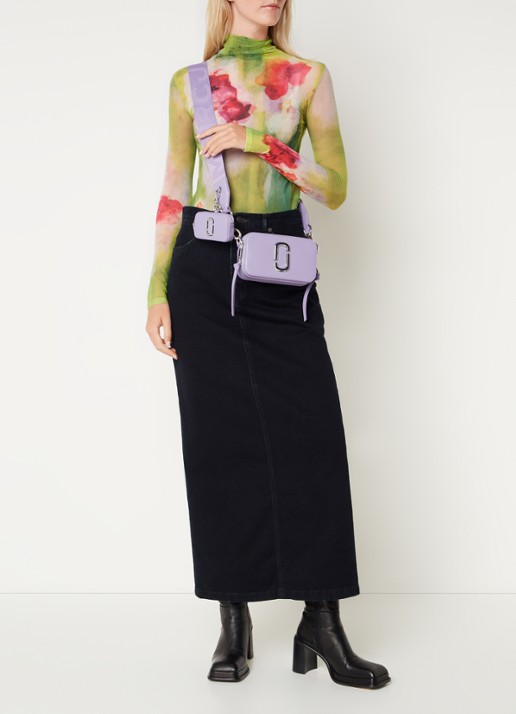 Marc Jacobs The Utility Snapshot crossbodytas van leer met logo - voorkant 3 lila