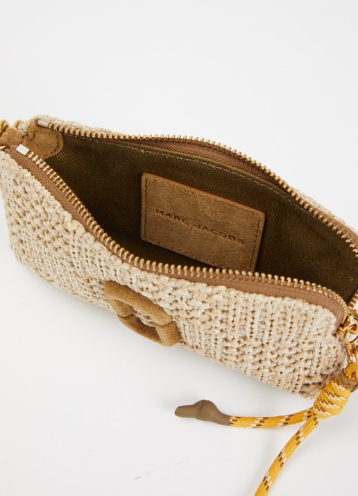 Marc Jacobs The Wristlet clutch van raffia met suède details - detail 2 camel