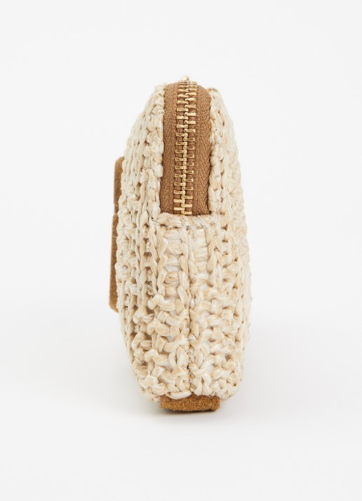 Marc Jacobs The Wristlet clutch van raffia met suède details - detail 3 camel