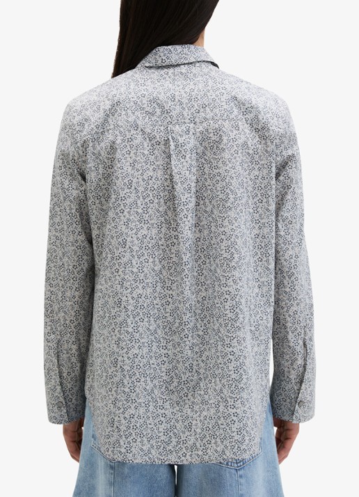 Marc O'Polo Blouse met bloemenprint - achterkant lichtblauw