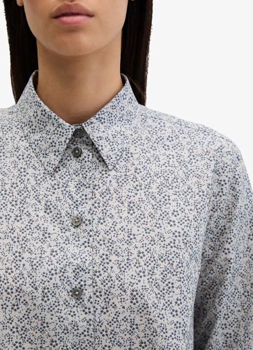 Marc O'Polo Blouse met bloemenprint - detail 5 lichtblauw