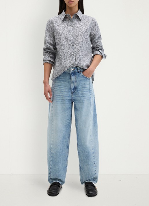 Marc O'Polo Blouse met bloemenprint - voorkant 3 lichtblauw