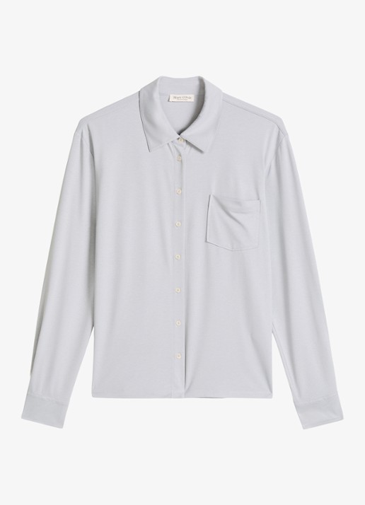 Marc O'Polo Blouse met borstzak - voorkant 4 lichtgrijs