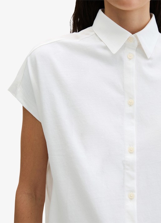Marc O'Polo Blouse met kraag - detail 4 white cotton-1180 / wit