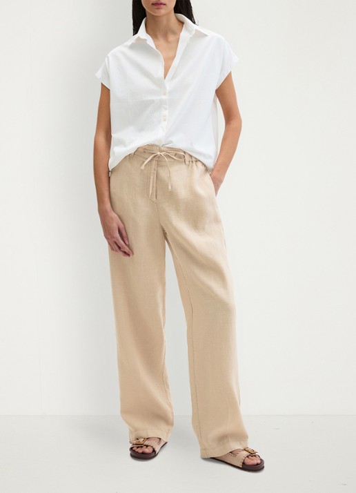 Marc O'Polo Blouse met kraag - voorkant 2 white cotton-1180 / wit