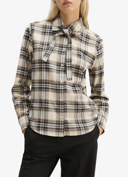 Marc O'Polo Blouse met ruitdessin en strikdetail - detail off white multi / wit