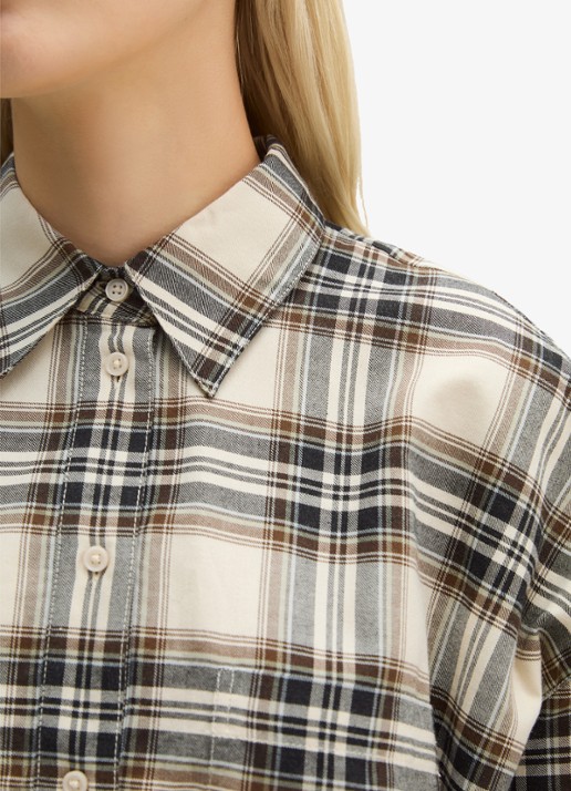Marc O'Polo Blouse met ruitdessin - detail 2 off white multi / wit