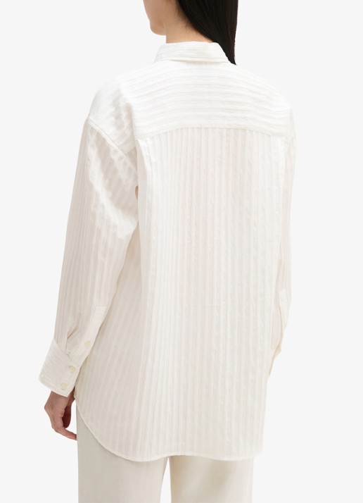 Marc O'Polo Blouse met streepprint en borstzak - achterkant 5 wit