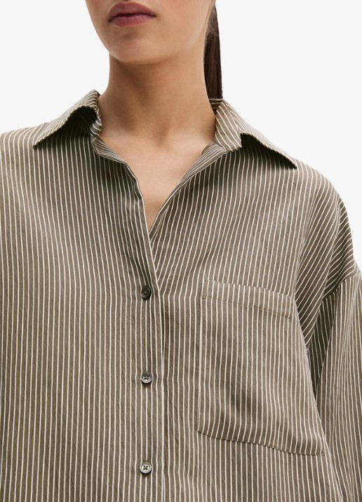 Marc O'Polo Blouse met streepprint en borstzak - detail 5 bruin