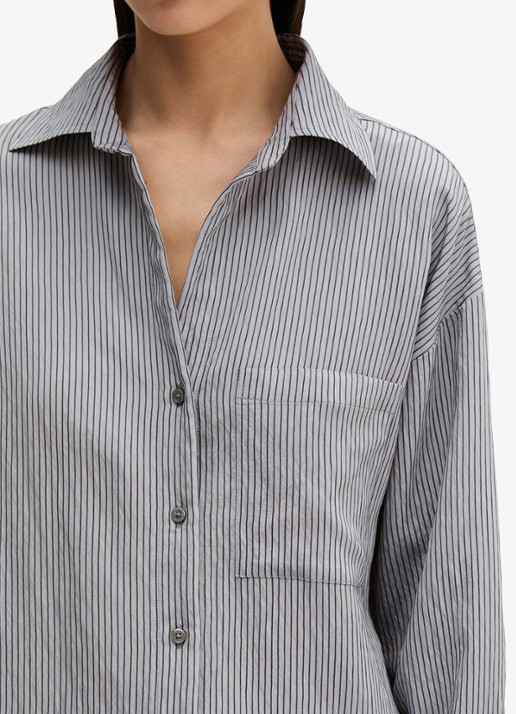 Marc O'Polo Blouse met streepprint en borstzak - detail 2 blauw
